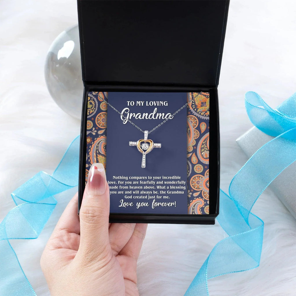 To My Loving Grandma You are a Blessing Cross Pendant Necklace
