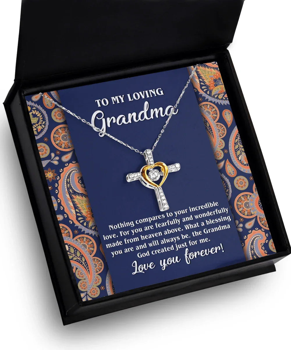 To My Loving Grandma You are a Blessing Cross Pendant Necklace