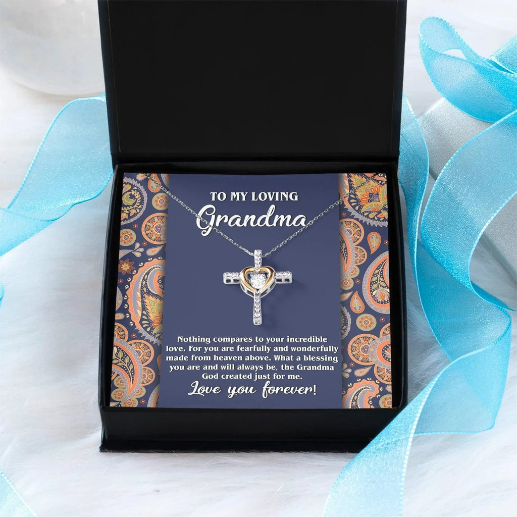To My Loving Grandma You are a Blessing Cross Pendant Necklace