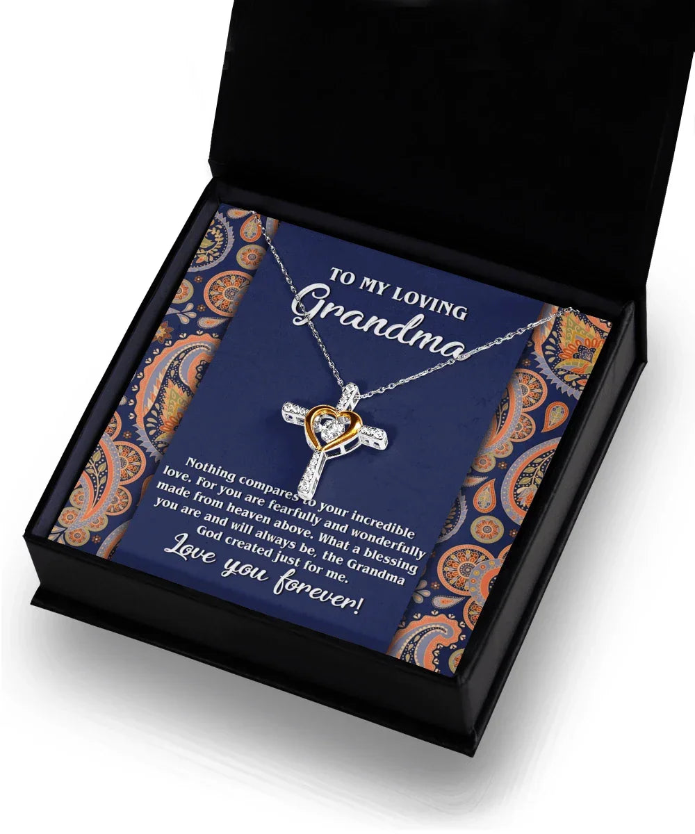 To My Loving Grandma You are a Blessing Cross Pendant Necklace