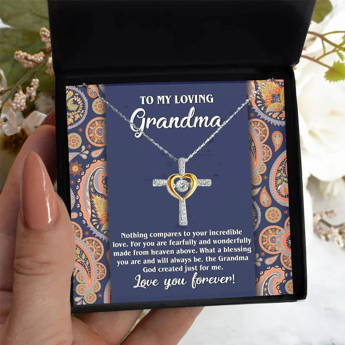 To My Loving Grandma You are a Blessing Cross Pendant Necklace