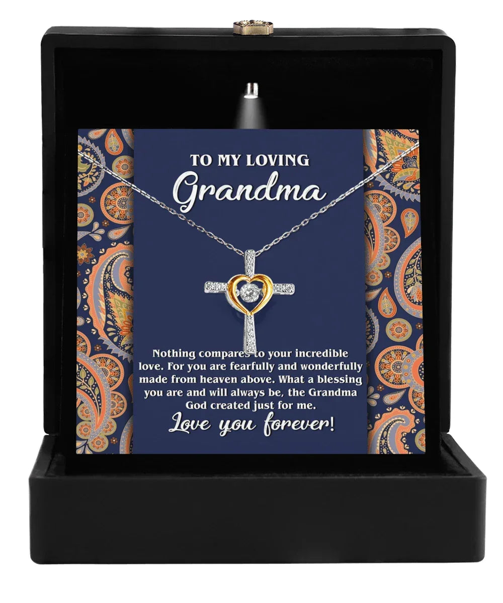 To My Loving Grandma You are a Blessing Cross Pendant Necklace