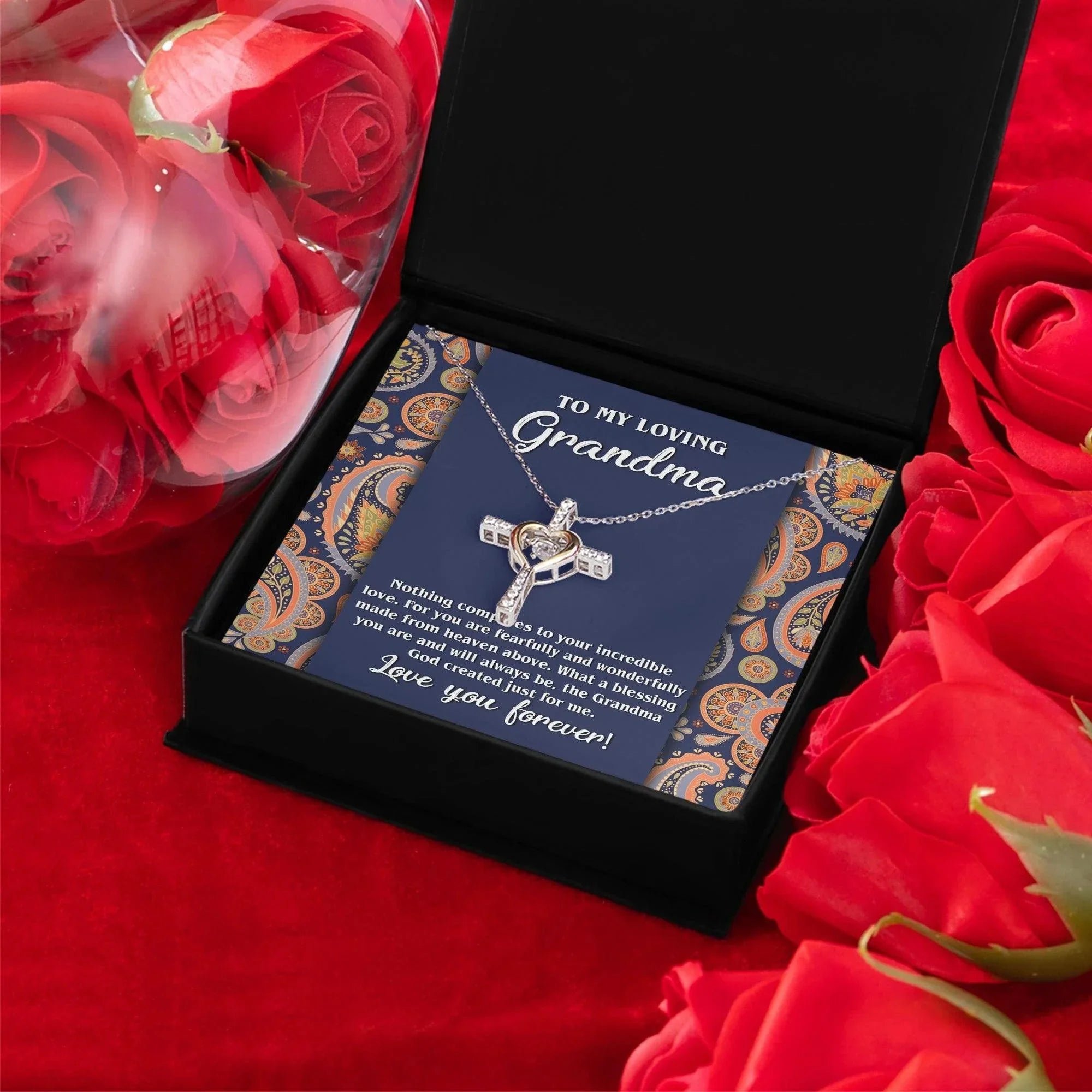 To My Loving Grandma You are a Blessing Cross Pendant Necklace