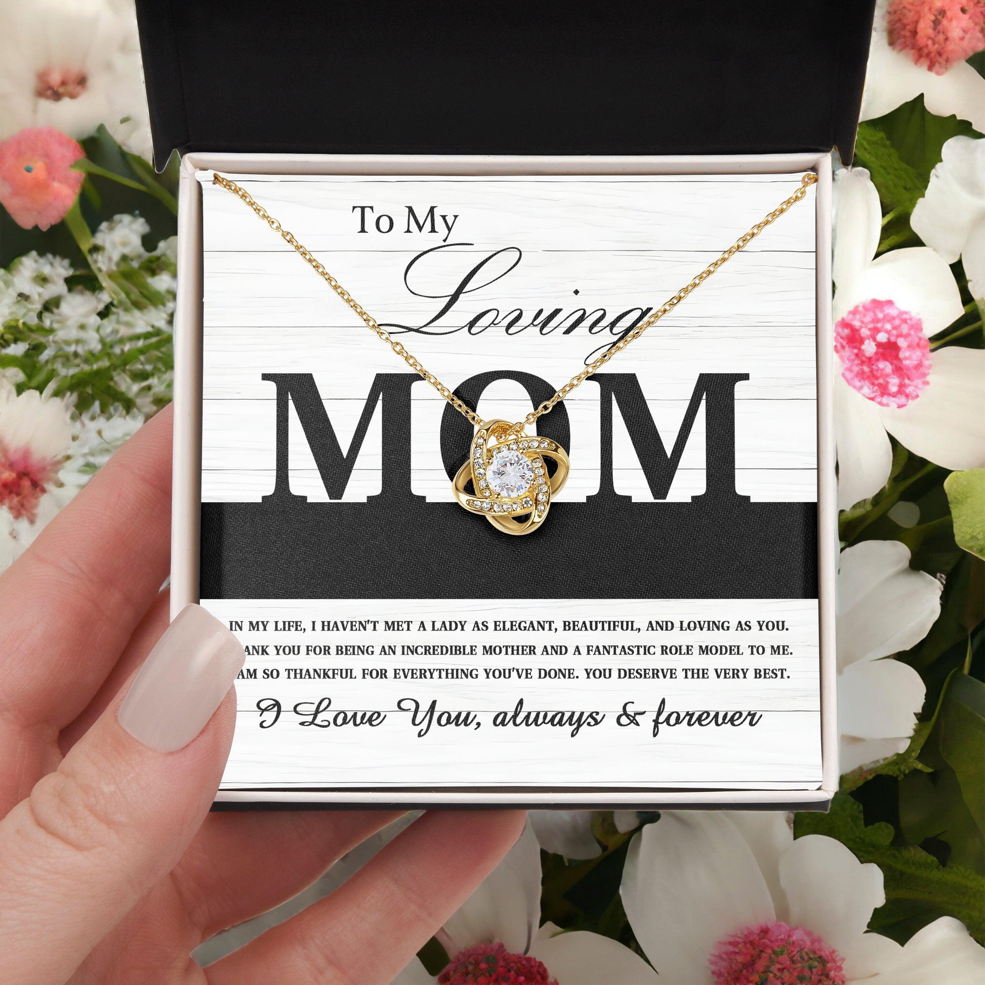To My Loving Mom My Incredible Mother and Role Model Love Knot Necklace - Mallard Moon Gift Shop
