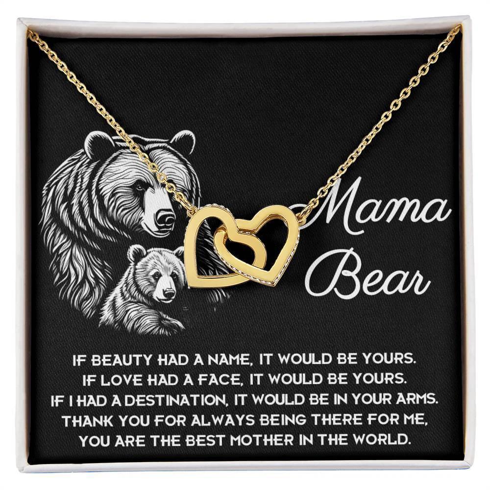 To My Mama Bear My Destination is In Your Arms Interlocking Hearts Necklace