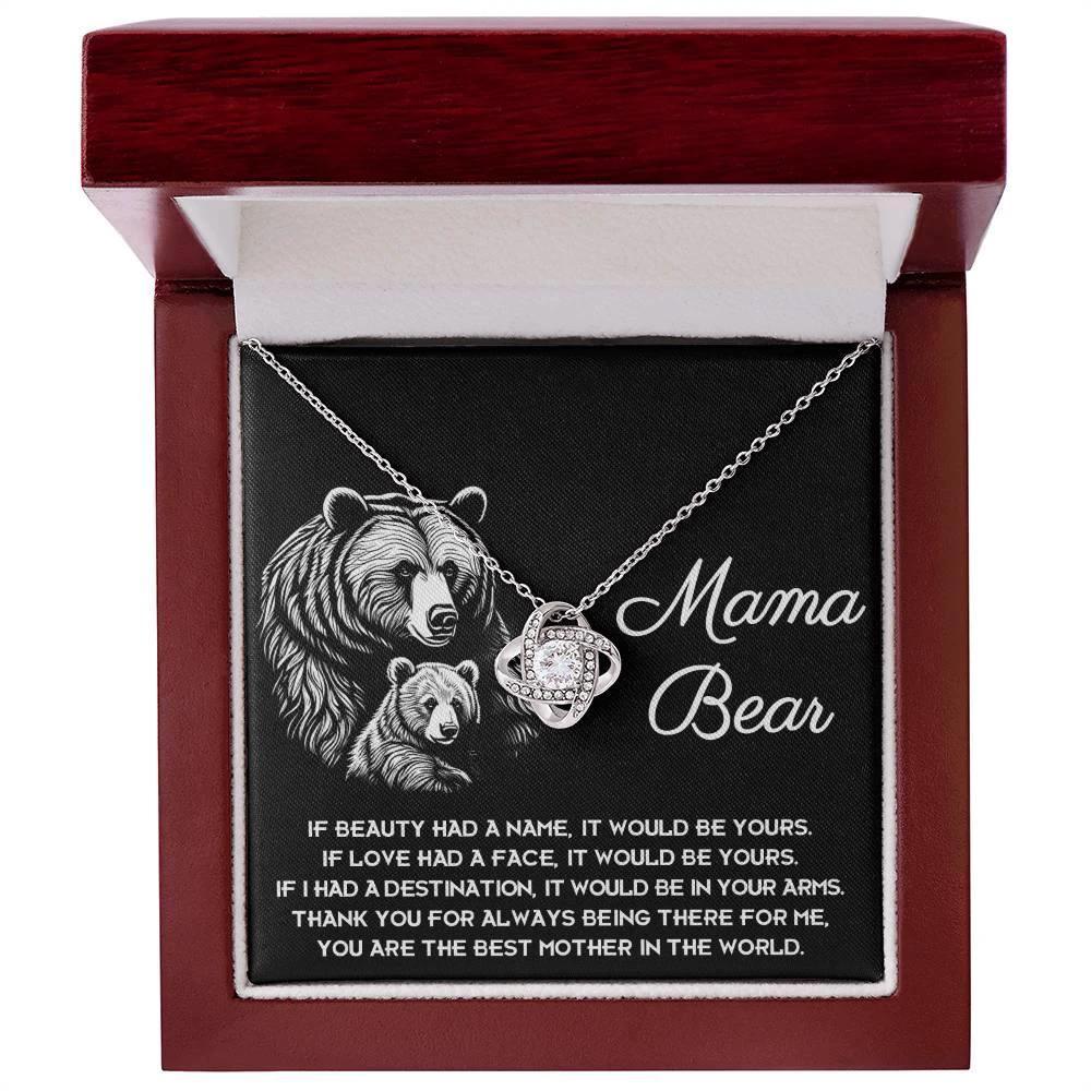 To My Mama Bear My Destination is In Your Arms Love Knot Necklace