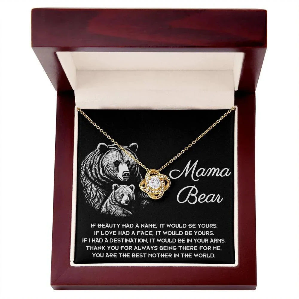 To My Mama Bear My Destination is In Your Arms Love Knot Necklace