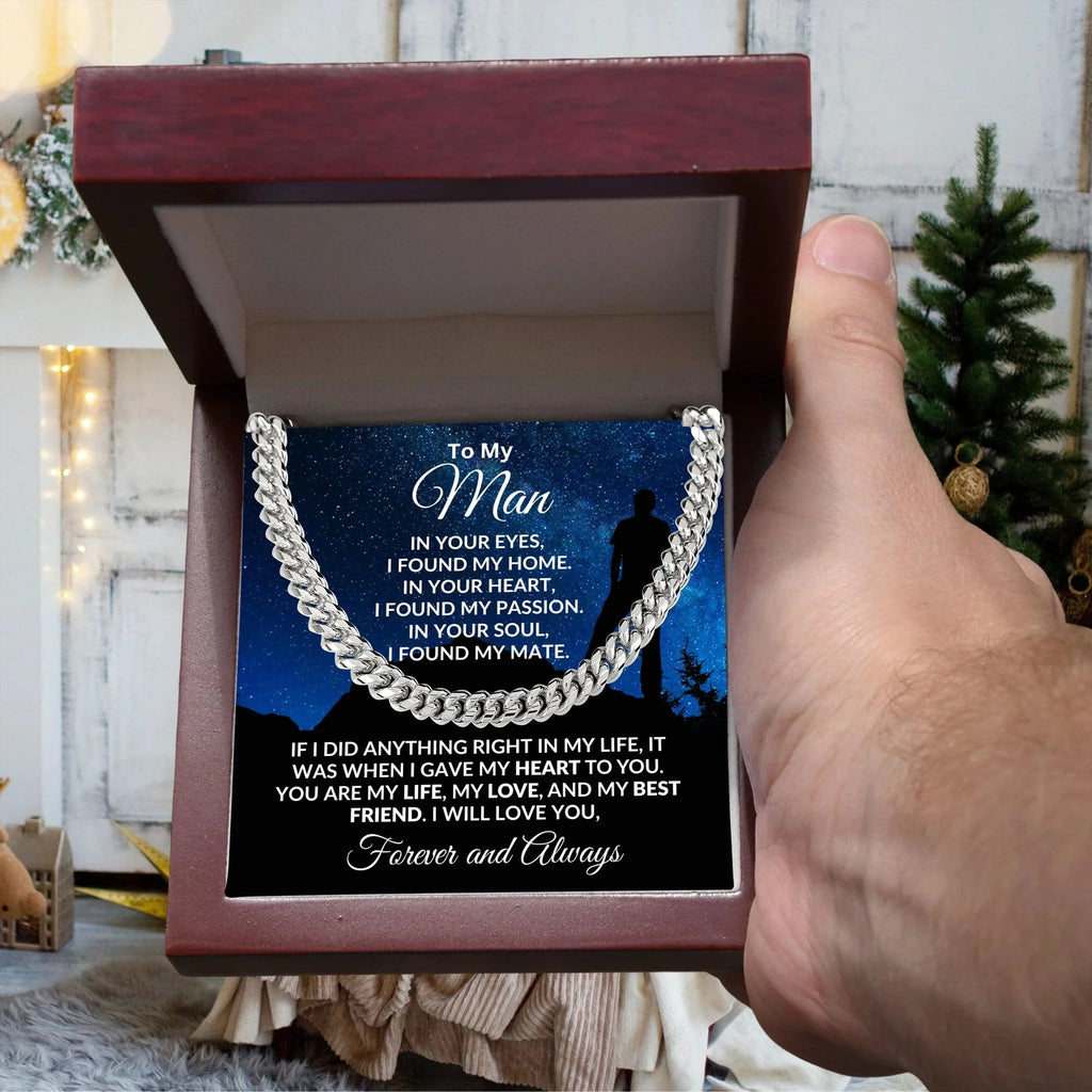 To My Man I Gave My Heart to You Gift for Soulmate Cuban Chain Link Necklace