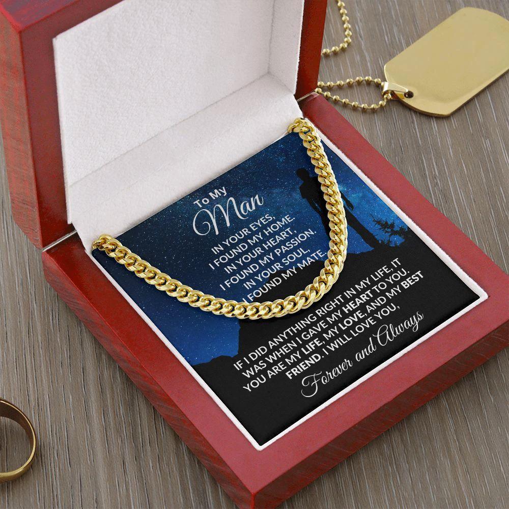 To My Man I Gave My Heart to You Gift for Soulmate Cuban Chain Link Necklace