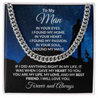 To My Man I Gave My Heart to You Gift for Soulmate Cuban Chain Link Necklace