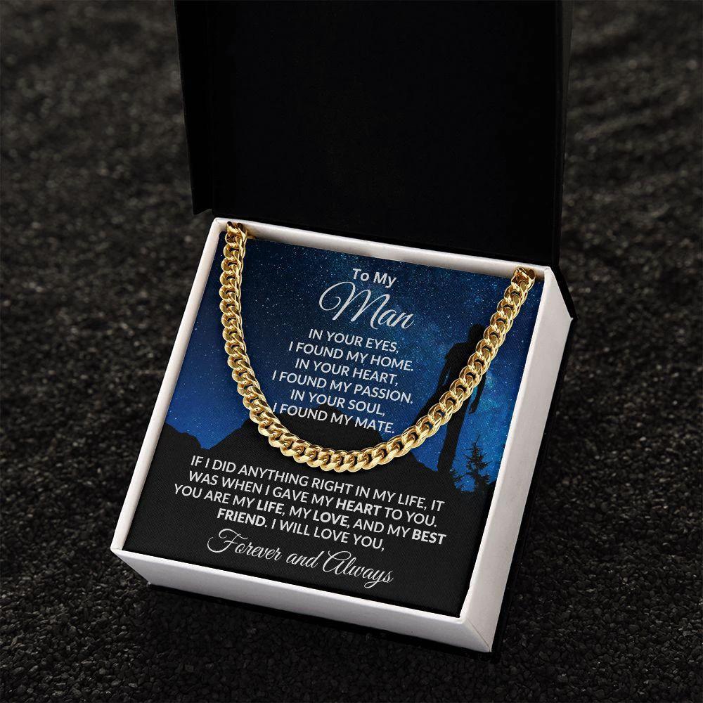 To My Man I Gave My Heart to You Gift for Soulmate Cuban Chain Link Necklace