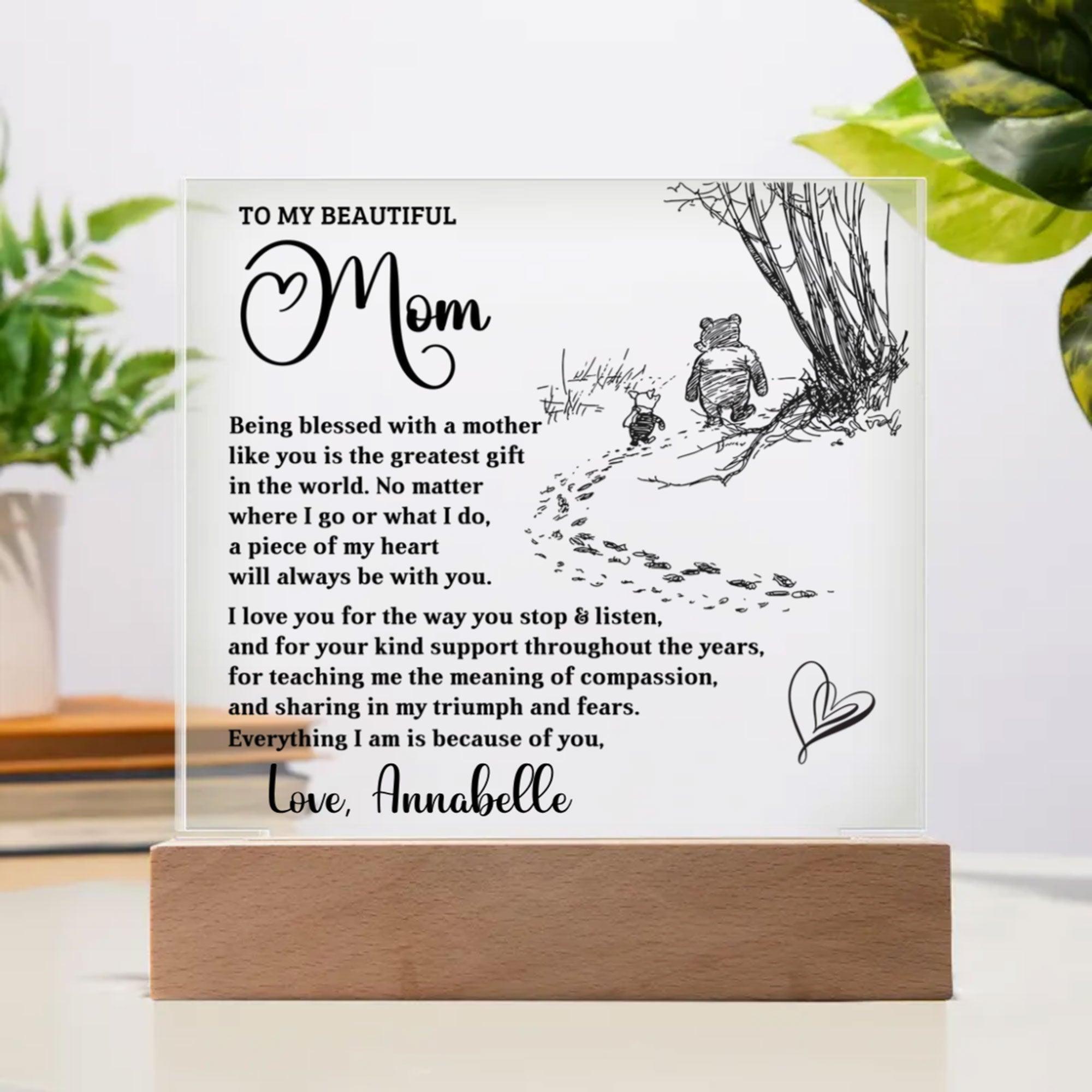 To My Mom - Everything I Am Is Because of You - Acrylic Plaque - Mallard Moon Gift Shop