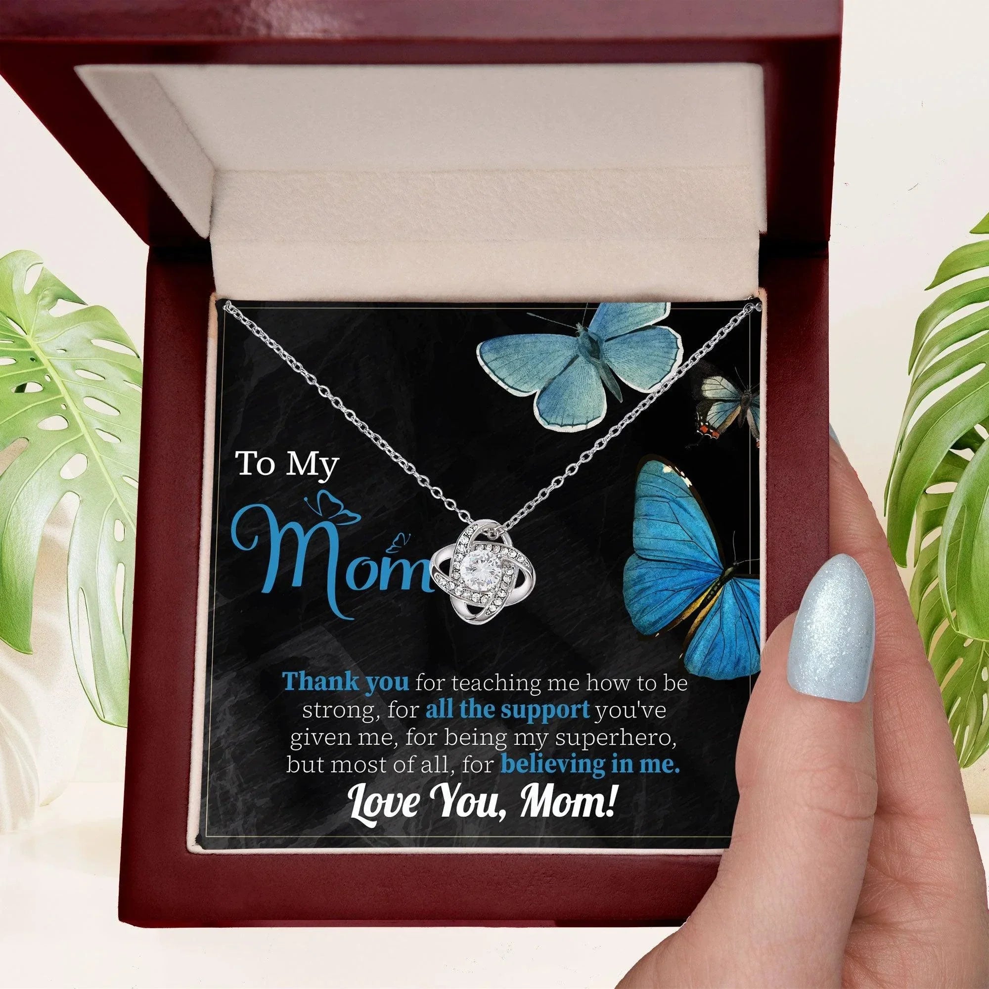 To My Mom Thank you for Believing In Me - Love Knot Necklace