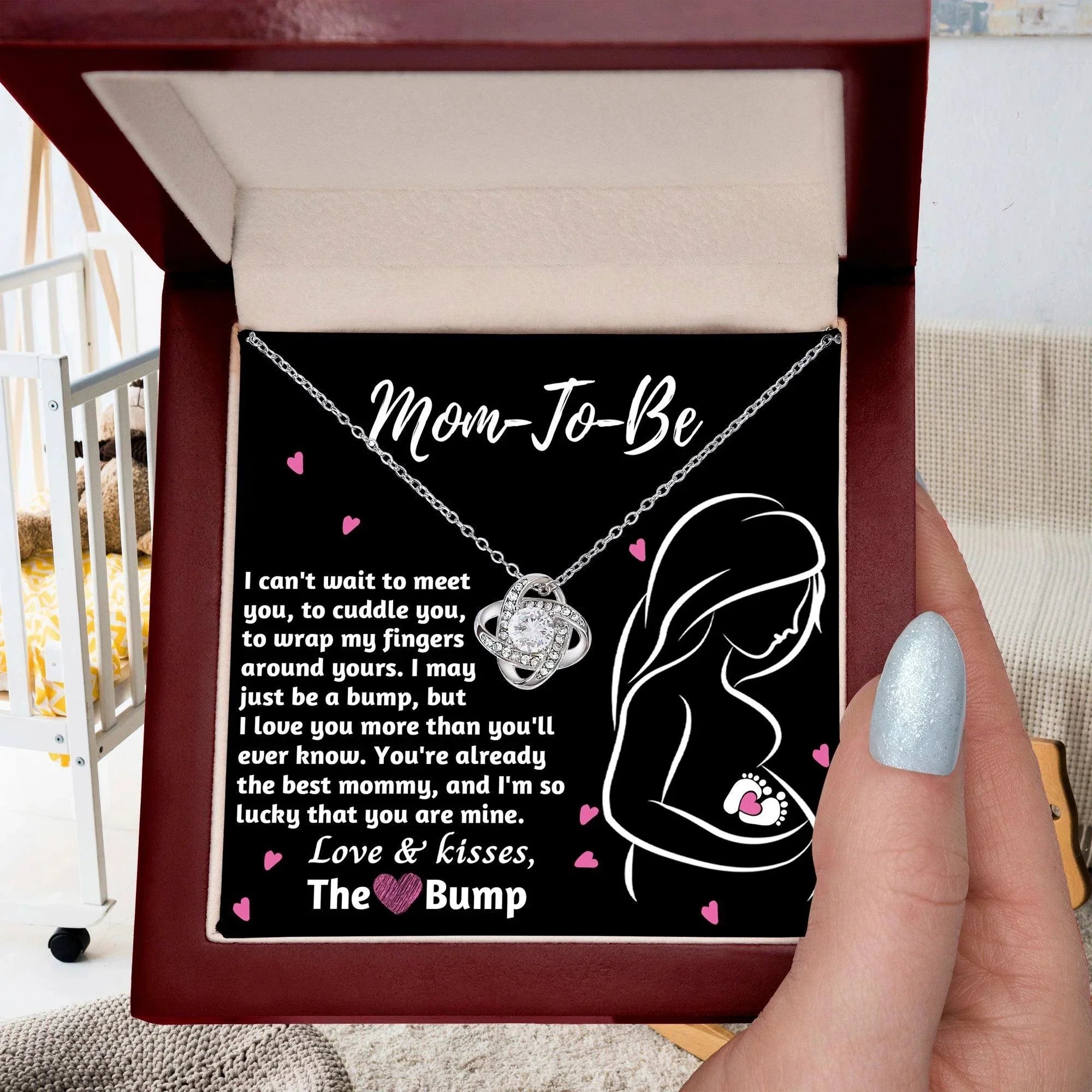 To My Mom to Be I Can't Wait to Meet You - Love Knot Necklace