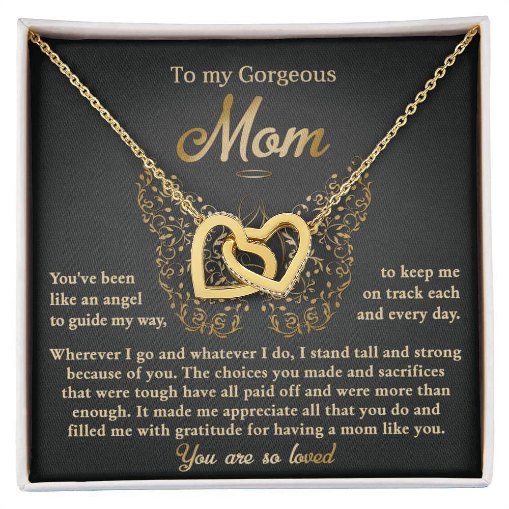 To My Mom You Are Like An Angel To Guide My Way Interlocking Hearts Necklace