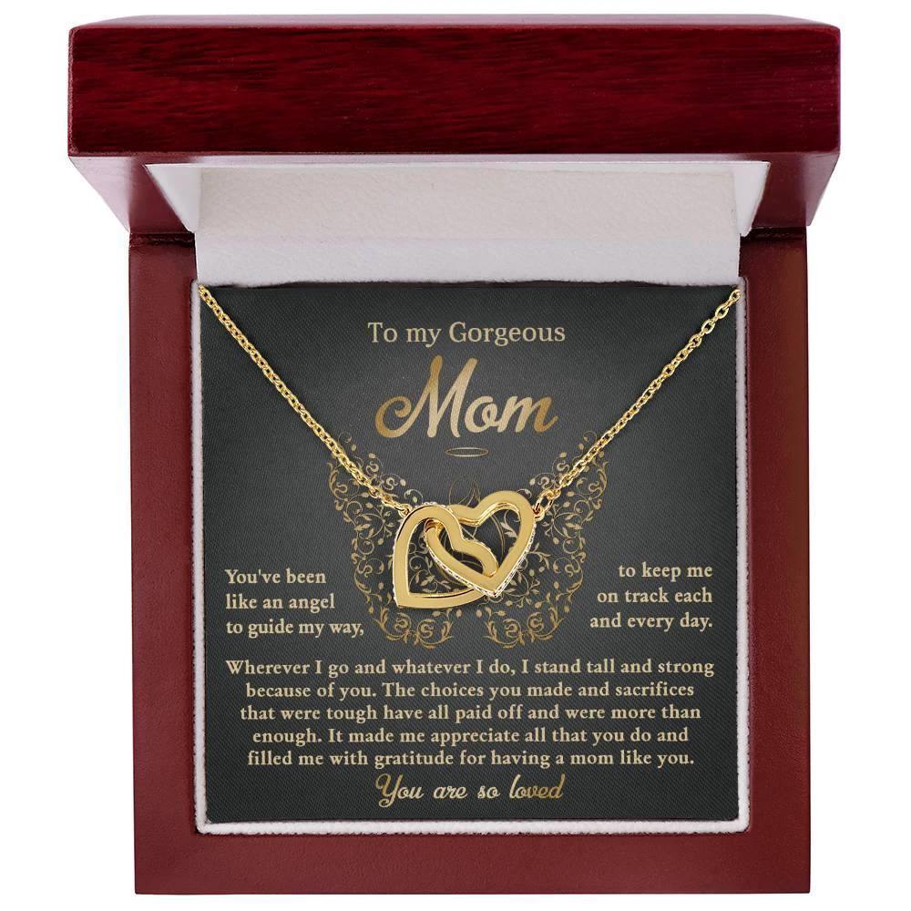 To My Mom You Are Like An Angel To Guide My Way Interlocking Hearts Necklace