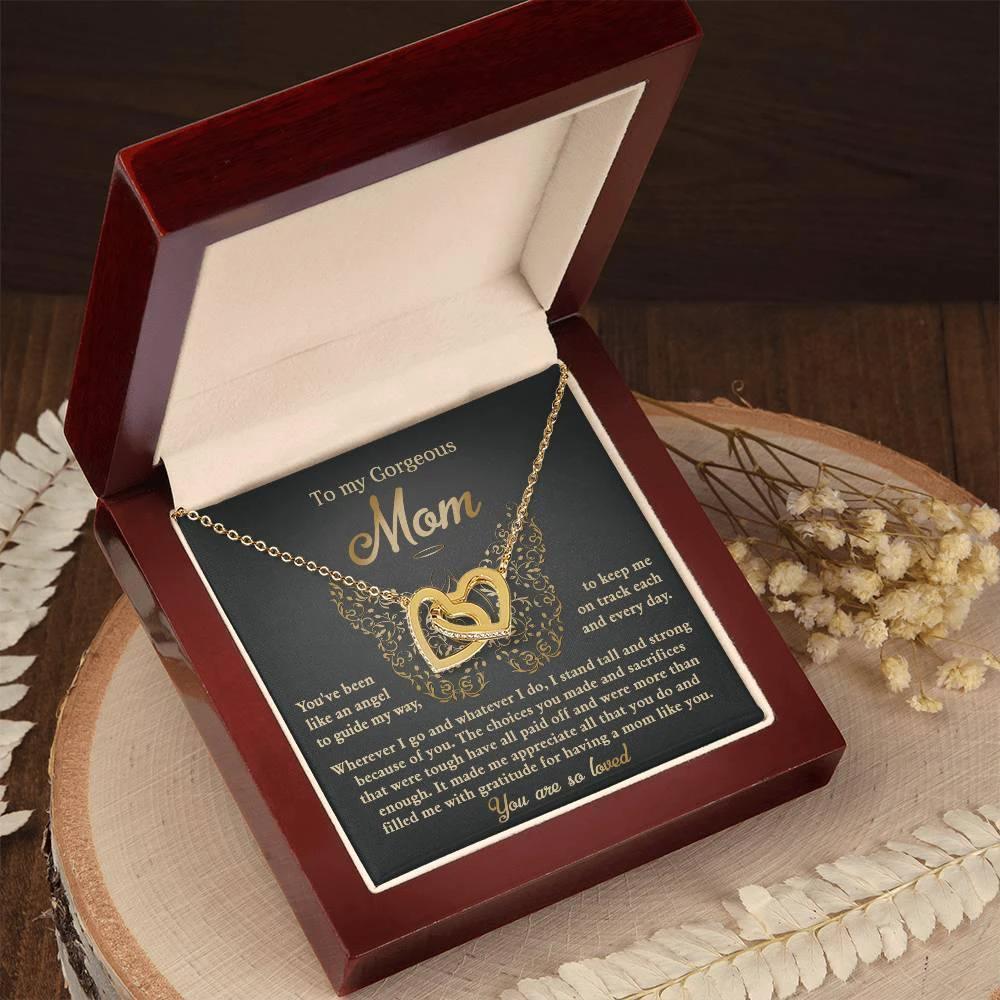 To My Mom You Are Like An Angel To Guide My Way Interlocking Hearts Necklace