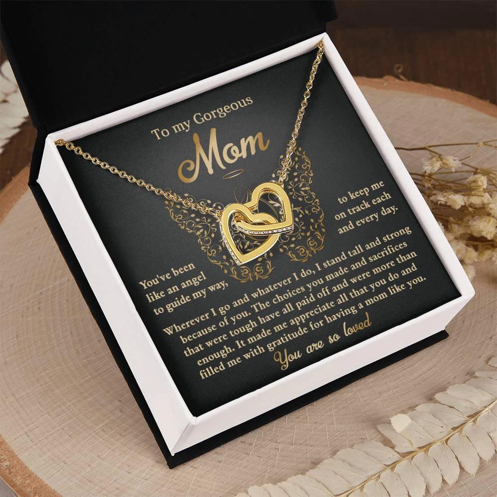 To My Mom You Are Like An Angel To Guide My Way Interlocking Hearts Necklace