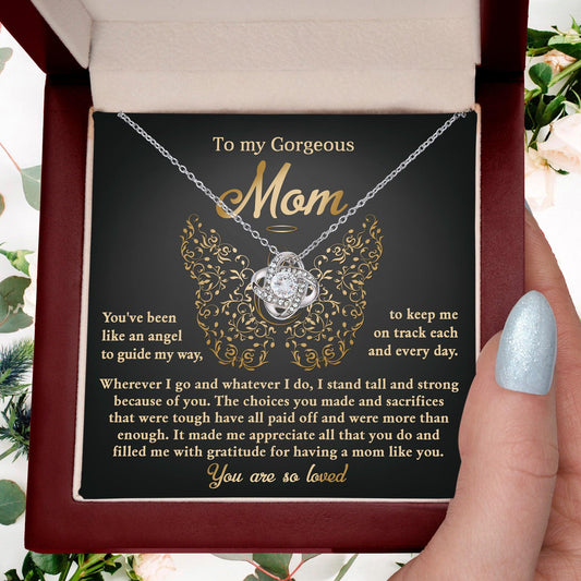 To My Mom You Are Like An Angel To Guide My Way Love Knot Necklace - Mallard Moon Gift Shop