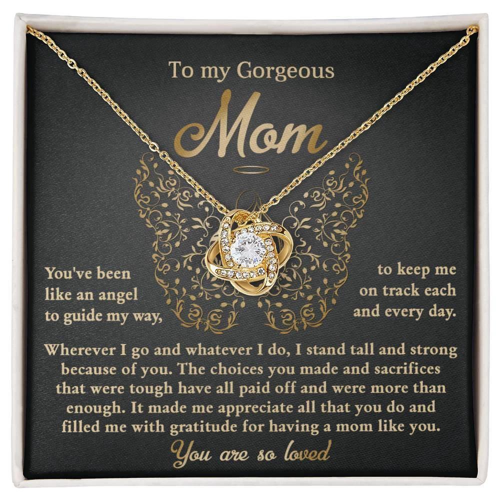 To My Mom You Are Like An Angel To Guide My Way Love Knot Necklace