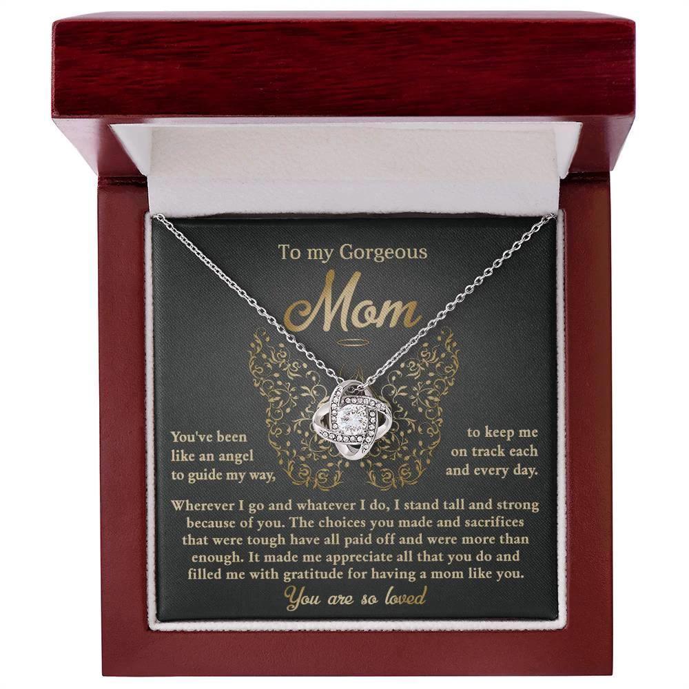 To My Mom You Are Like An Angel To Guide My Way Love Knot Necklace