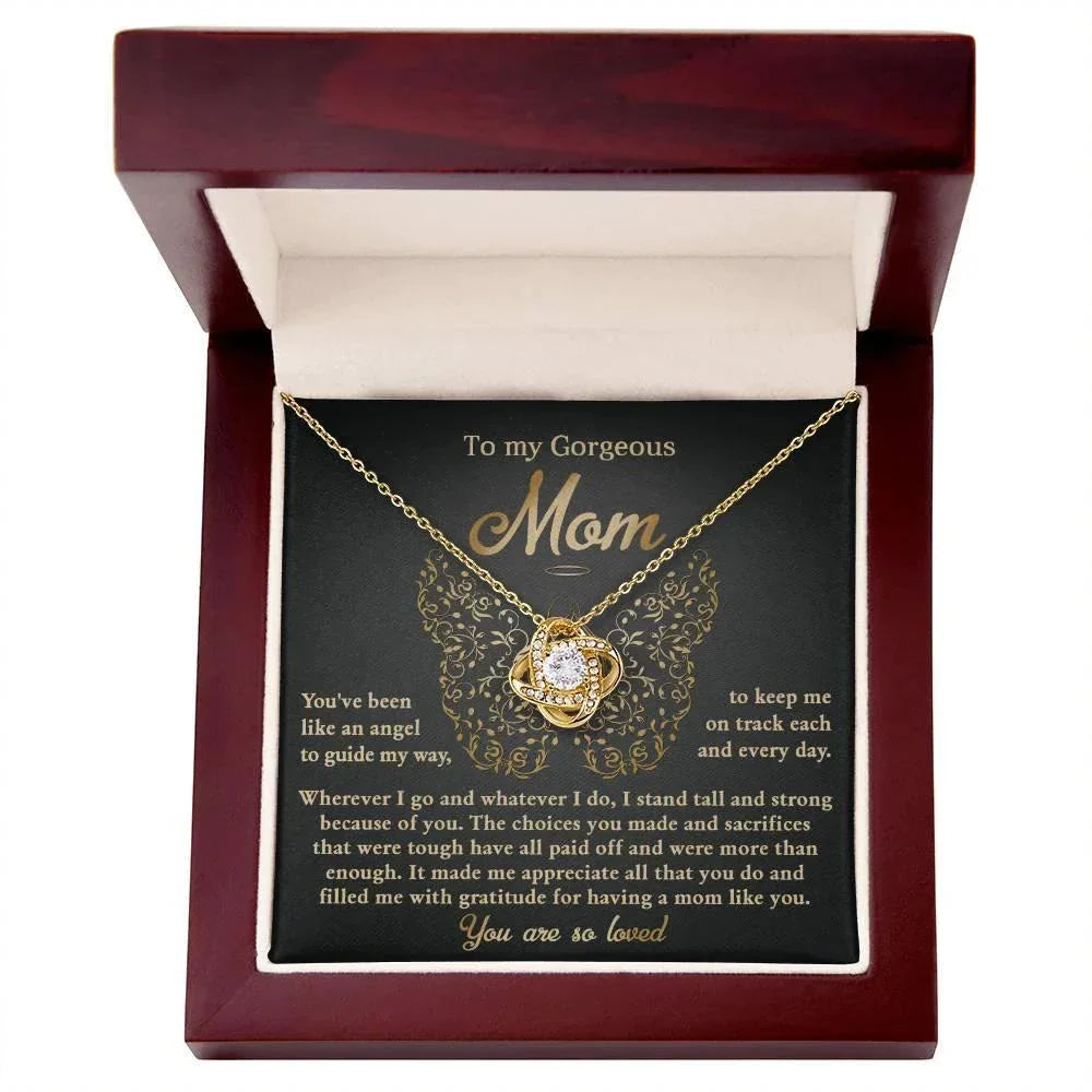 To My Mom You Are Like An Angel To Guide My Way Love Knot Necklace