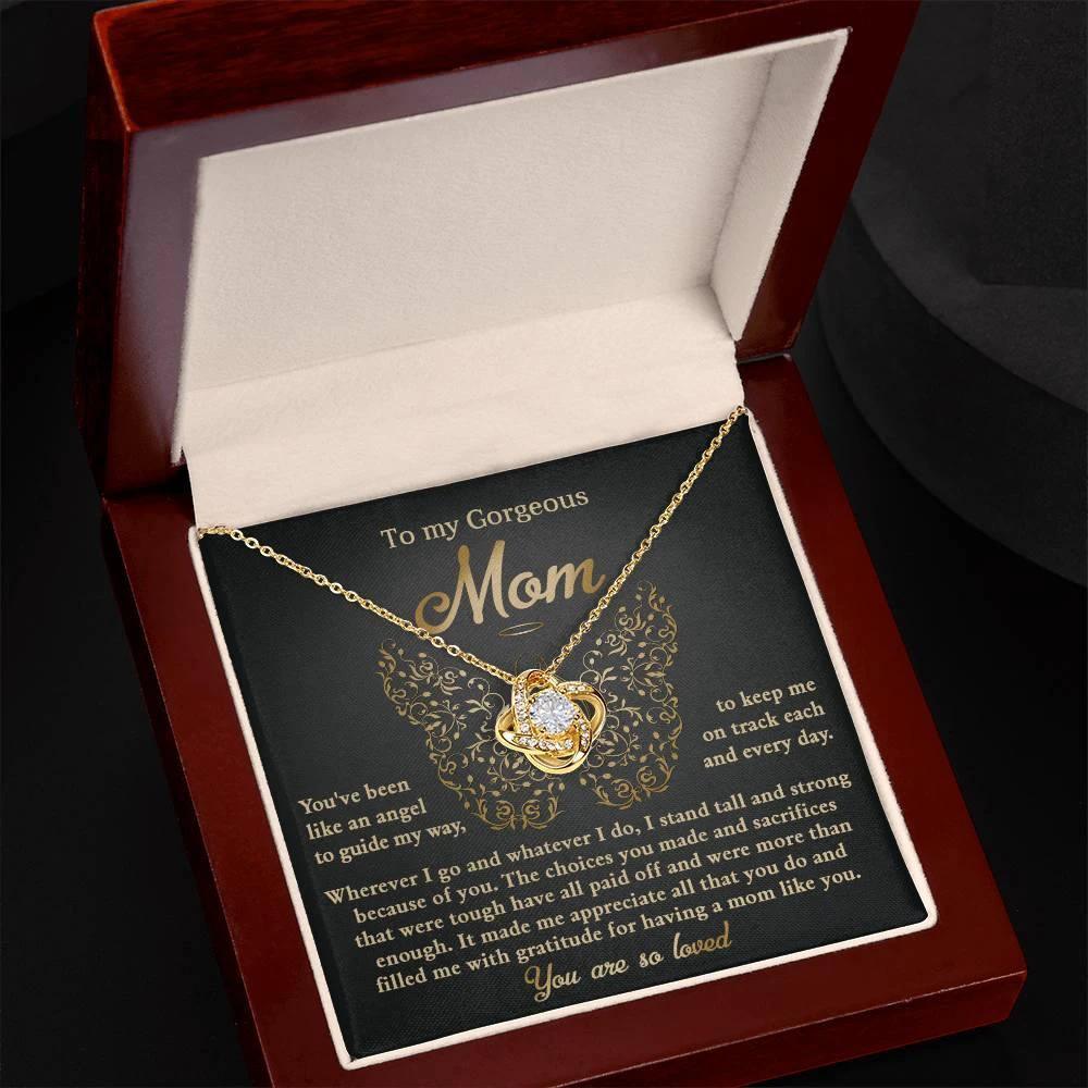 To My Mom You Are Like An Angel To Guide My Way Love Knot Necklace