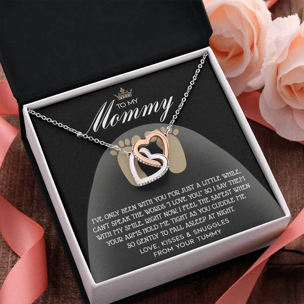 To my Mommy - I Say I Love You with my Smile Interlocking Hearts Necklace