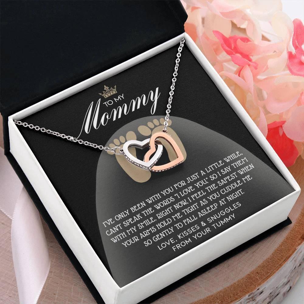 To my Mommy - I Say I Love You with my Smile Interlocking Hearts Necklace