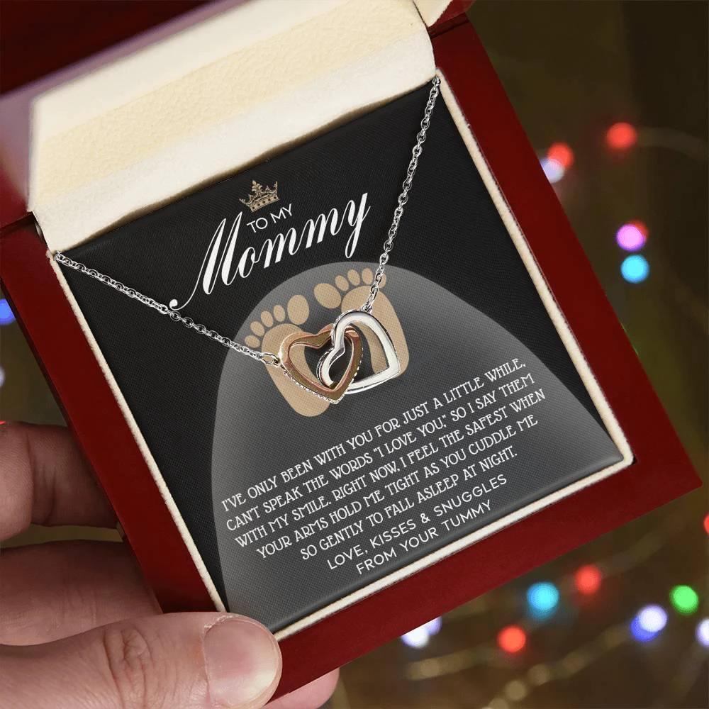 To my Mommy - I Say I Love You with my Smile Interlocking Hearts Necklace