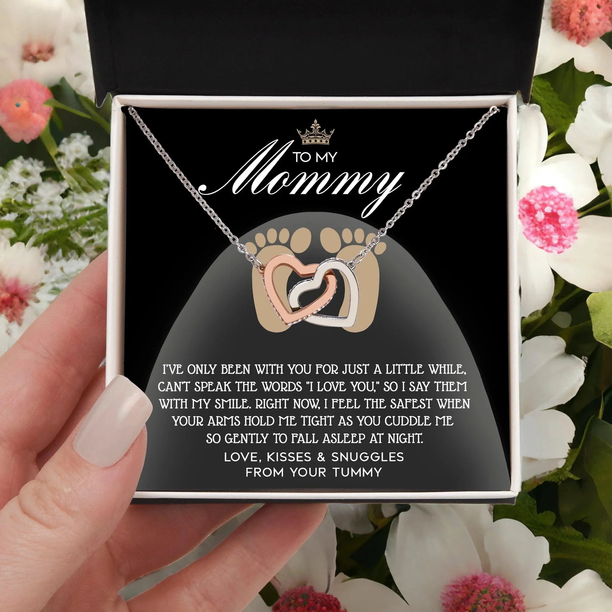 To my Mommy - I Say I Love You with my Smile Interlocking Hearts Necklace