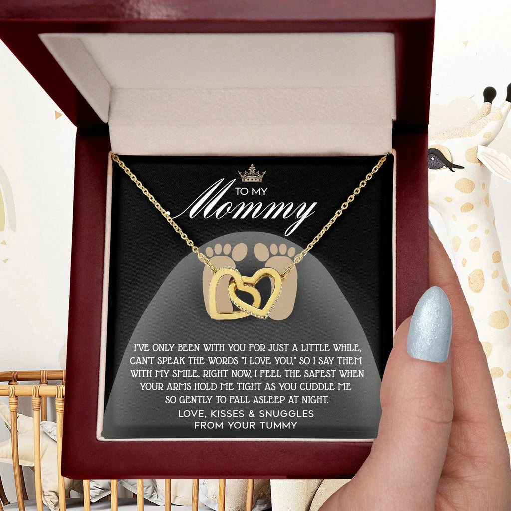 To my Mommy - I Say I Love You with my Smile Interlocking Hearts Necklace