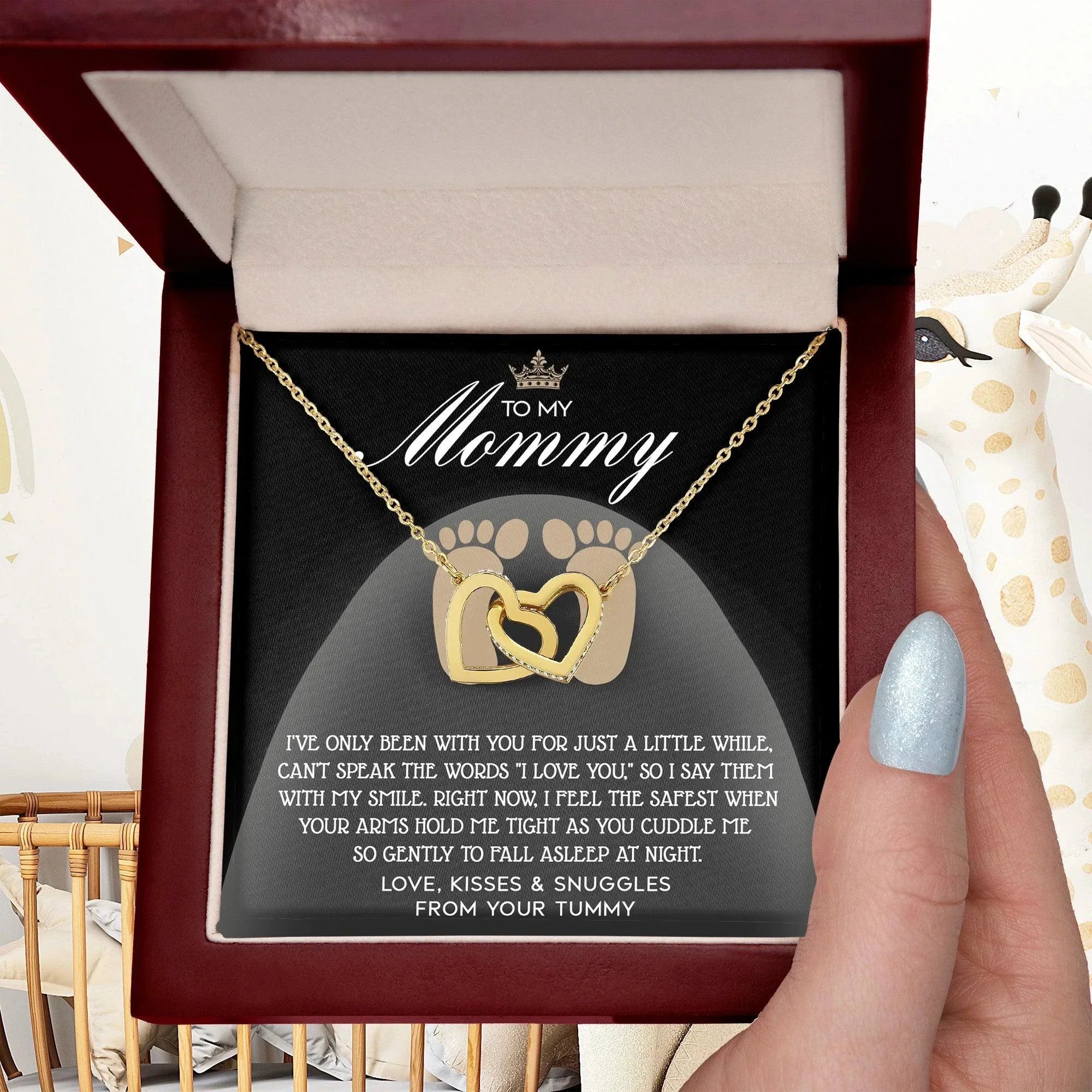 To my Mommy - I Say I Love You with my Smile Interlocking Hearts Necklace