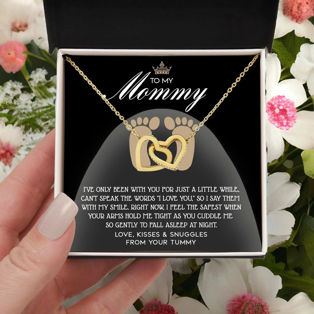 To my Mommy - I Say I Love You with my Smile Interlocking Hearts Necklace