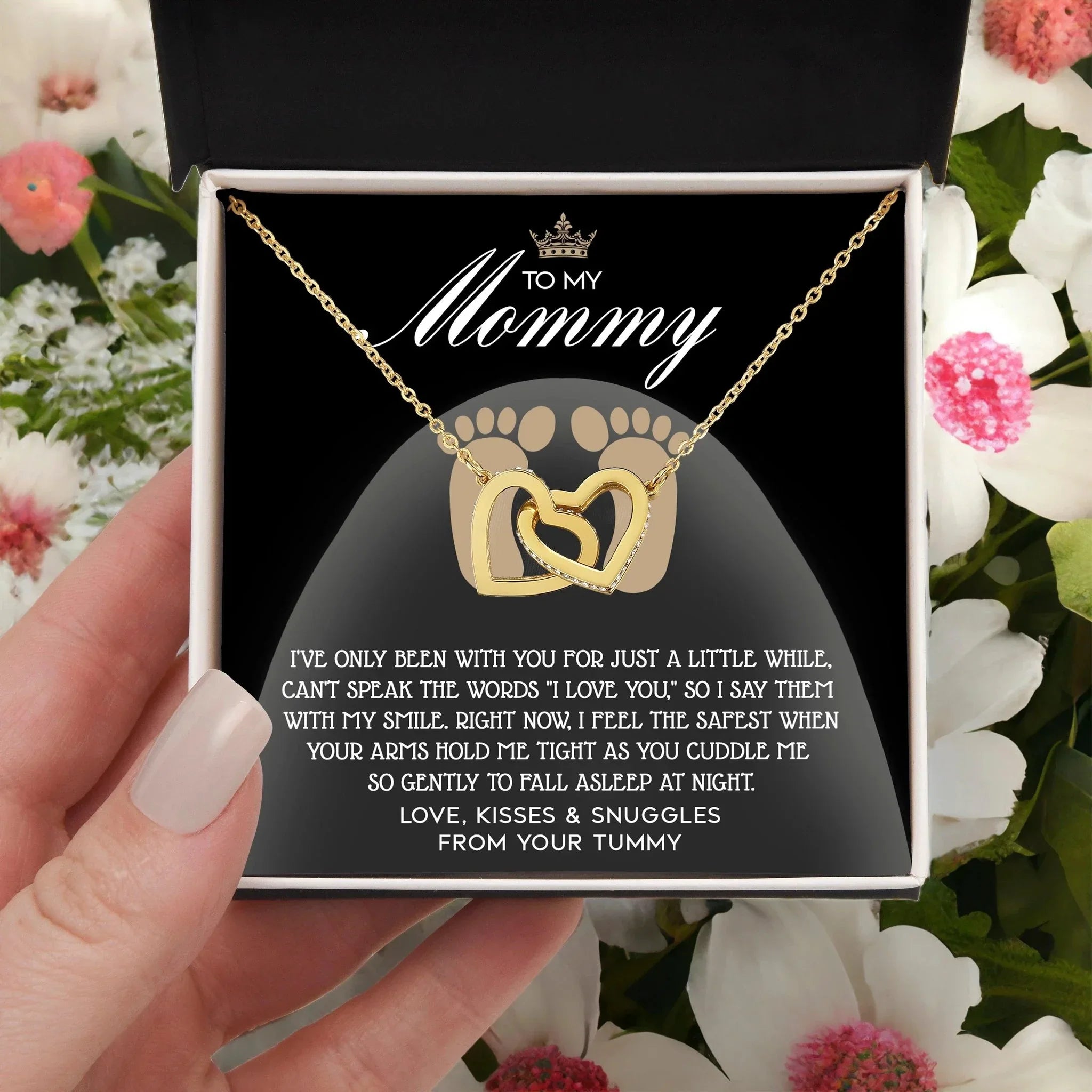 To my Mommy - I Say I Love You with my Smile Interlocking Hearts Necklace