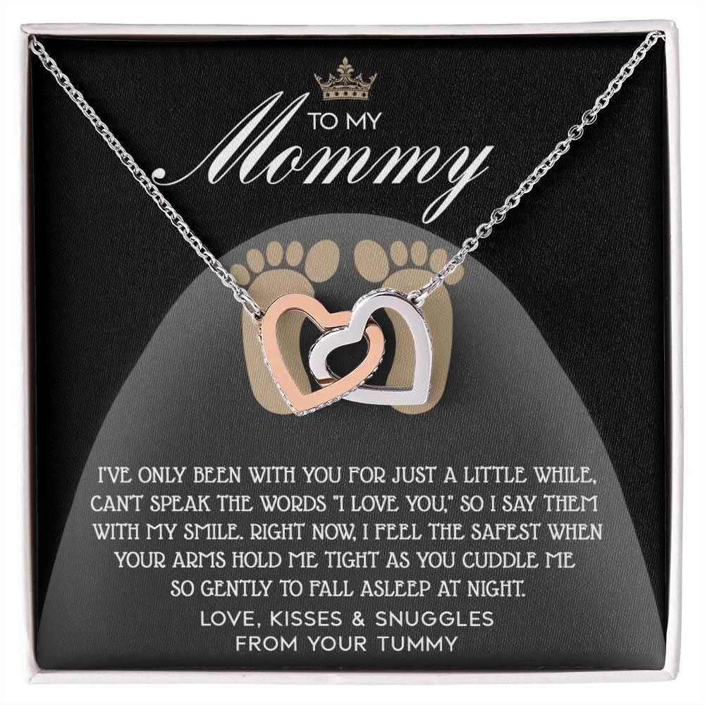 To my Mommy - I Say I Love You with my Smile Interlocking Hearts Necklace