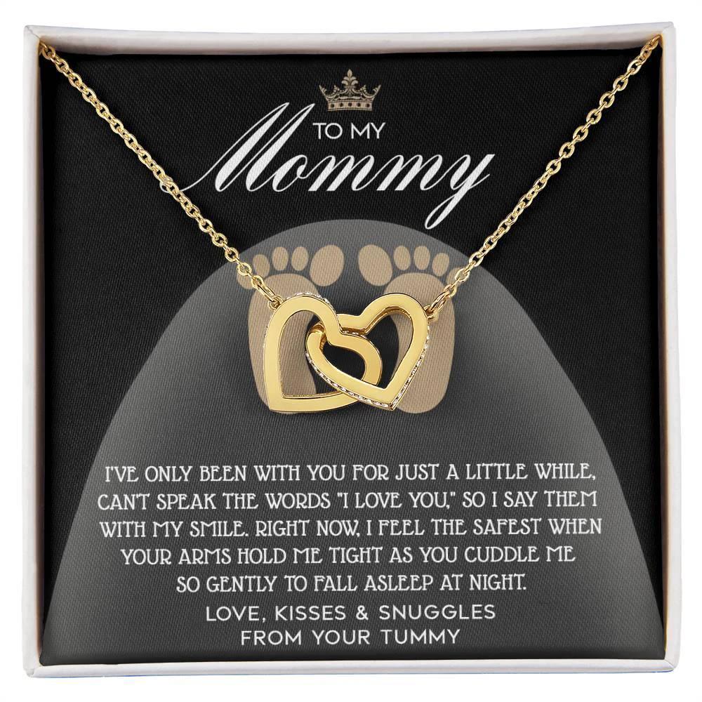 To my Mommy - I Say I Love You with my Smile Interlocking Hearts Necklace