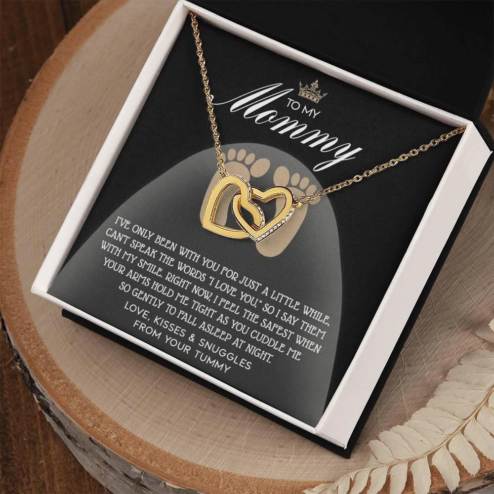 To my Mommy - I Say I Love You with my Smile Interlocking Hearts Necklace