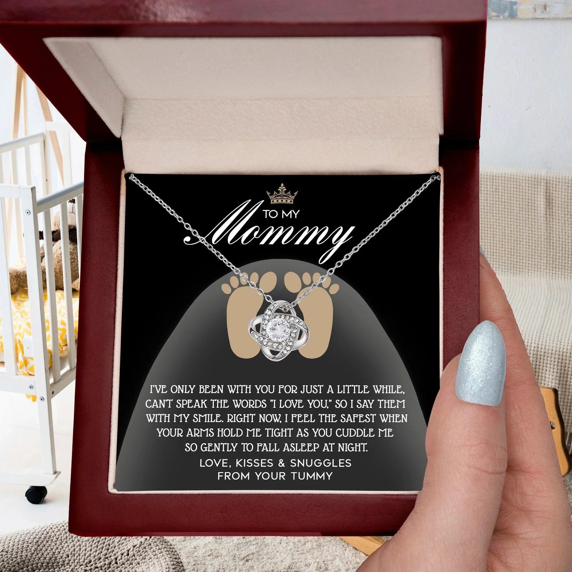 To my Mommy - I Say I Love You with my Smile Love Knot Necklace