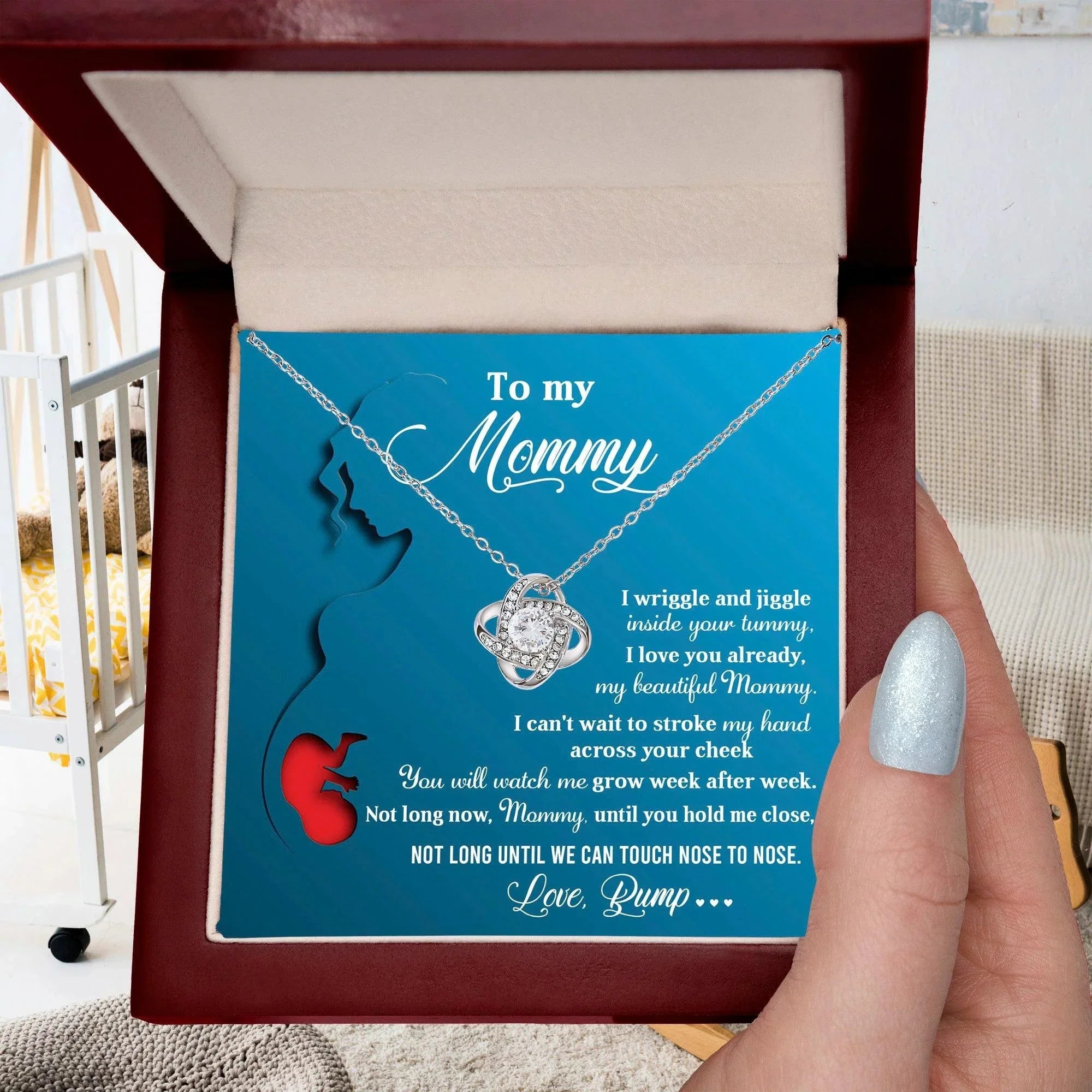 To My Mommy-to-Be Soon We Will Be Nose to Nose - Love Knot Necklace