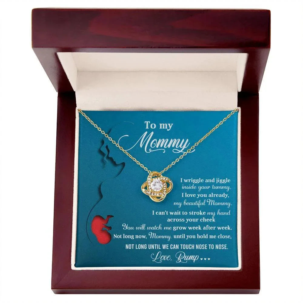 To My Mommy-to-Be Soon We Will Be Nose to Nose - Love Knot Necklace