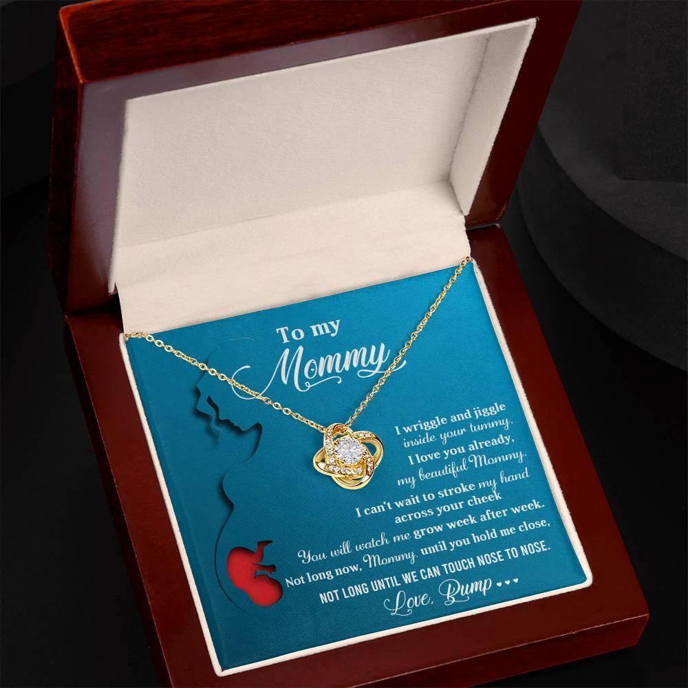 To My Mommy-to-Be Soon We Will Be Nose to Nose - Love Knot Necklace