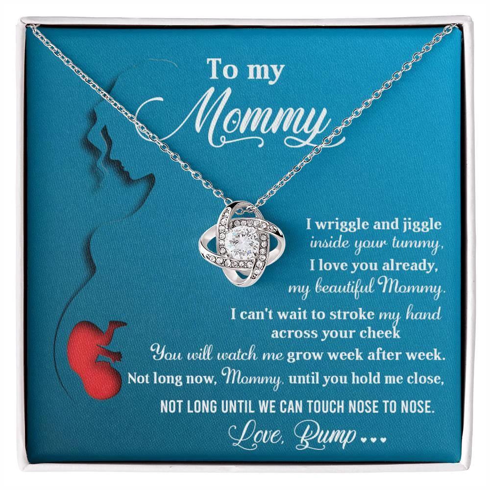 To My Mommy-to-Be Soon We Will Be Nose to Nose - Love Knot Necklace
