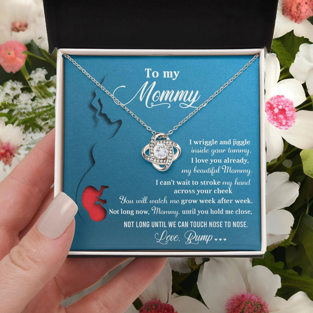 To My Mommy-to-Be Soon We Will Be Nose to Nose - Love Knot Necklace