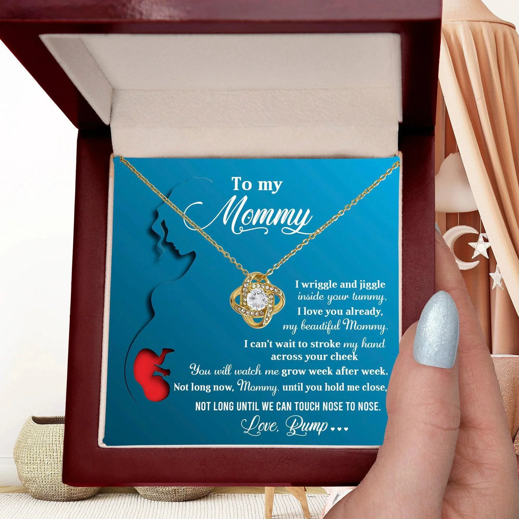 To My Mommy-to-Be Soon We Will Be Nose to Nose - Love Knot Necklace