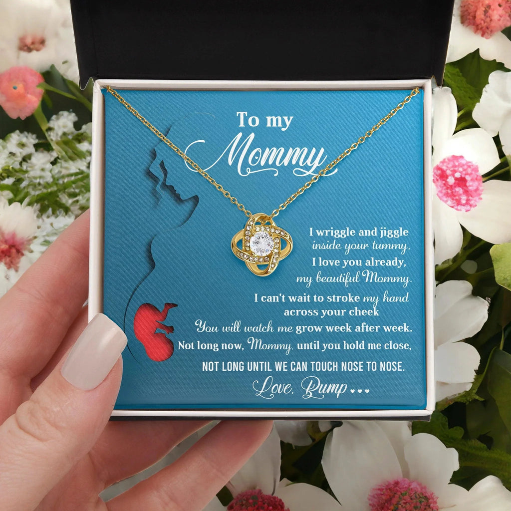 To My Mommy-to-Be Soon We Will Be Nose to Nose - Love Knot Necklace