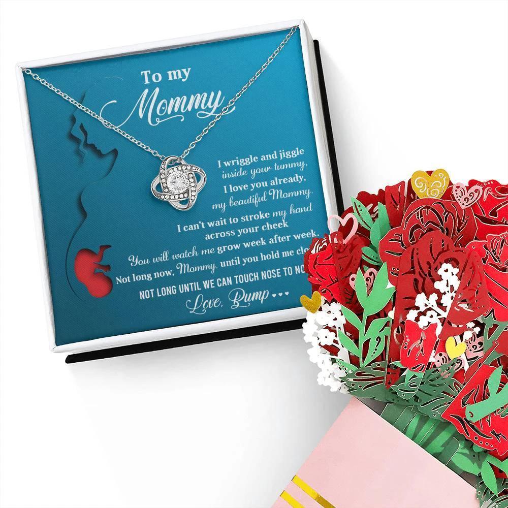 To My Mommy-to-Be Soon We Will Be Nose to Nose - Love Knot Necklace