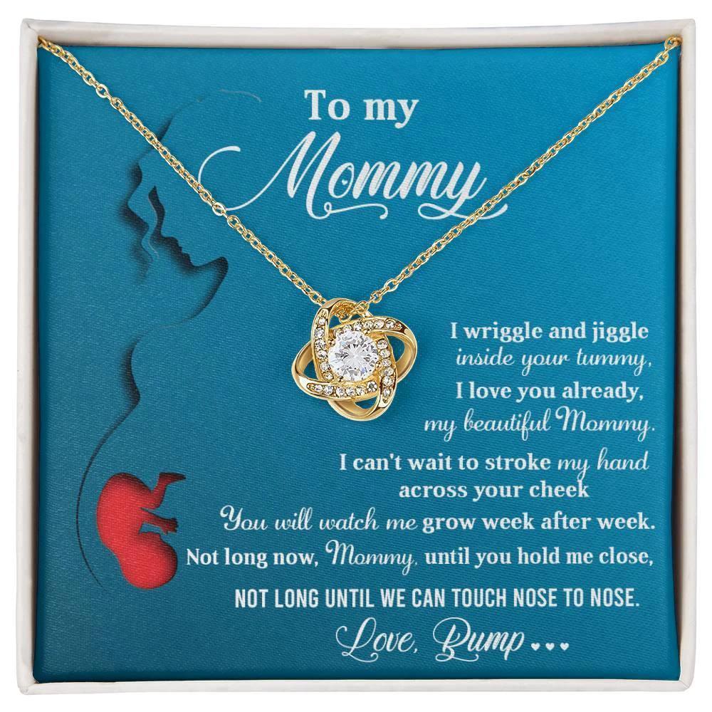 To My Mommy-to-Be Soon We Will Be Nose to Nose - Love Knot Necklace