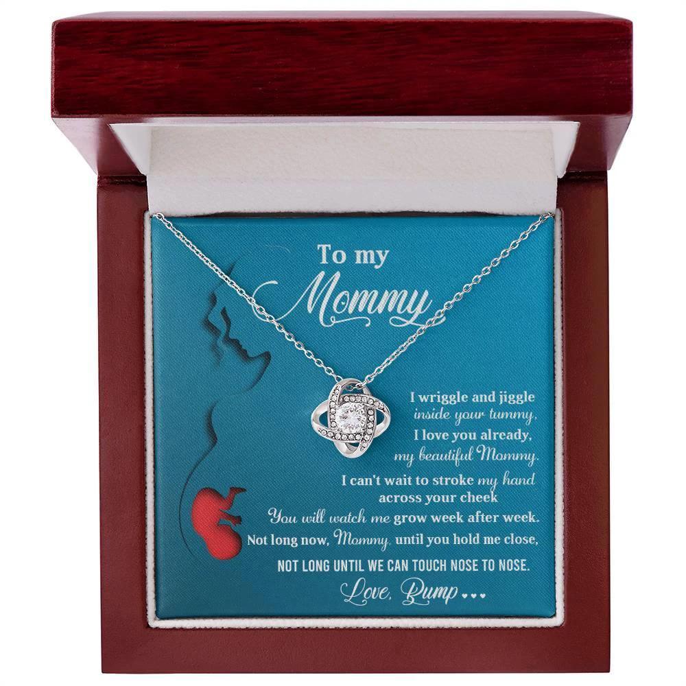 To My Mommy-to-Be Soon We Will Be Nose to Nose - Love Knot Necklace