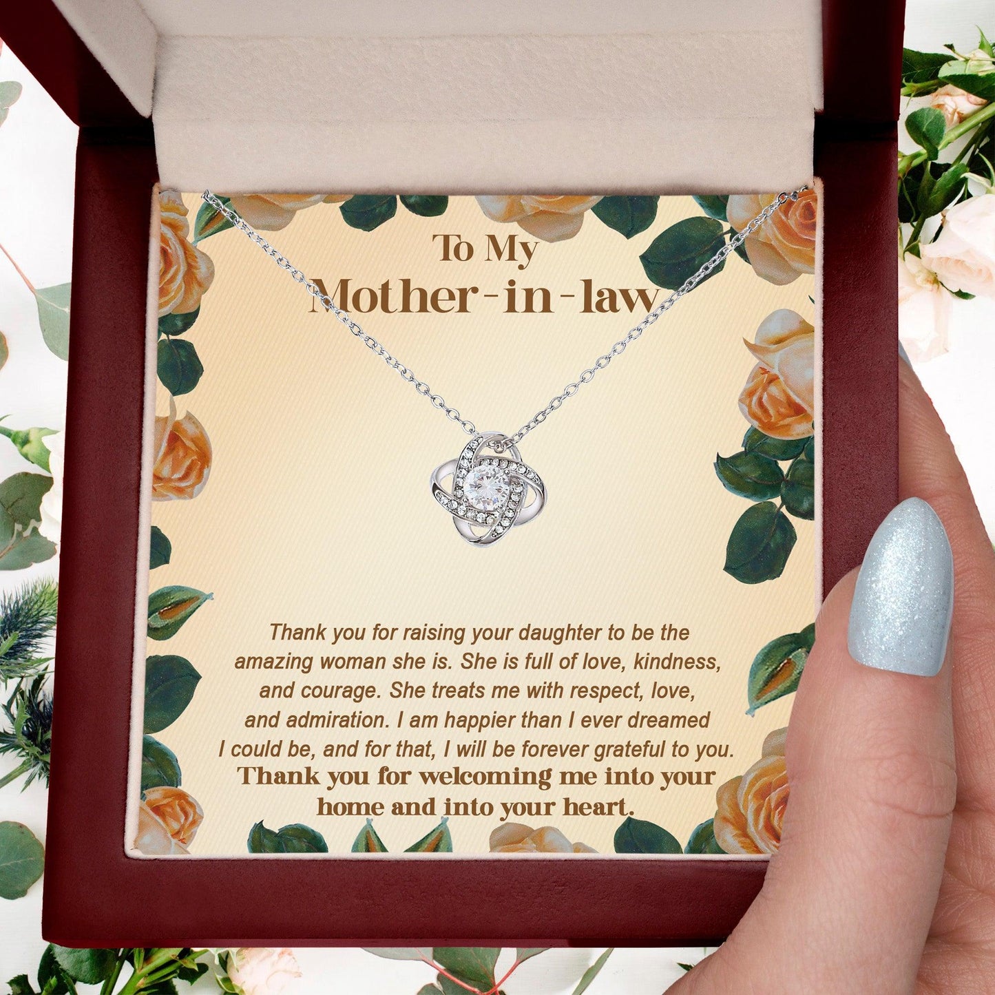 To My Mother-in-law From Son-in-law I am Forever Grateful for You Raising an Amazing Woman Love Knot Necklace - Mallard Moon Gift Shop